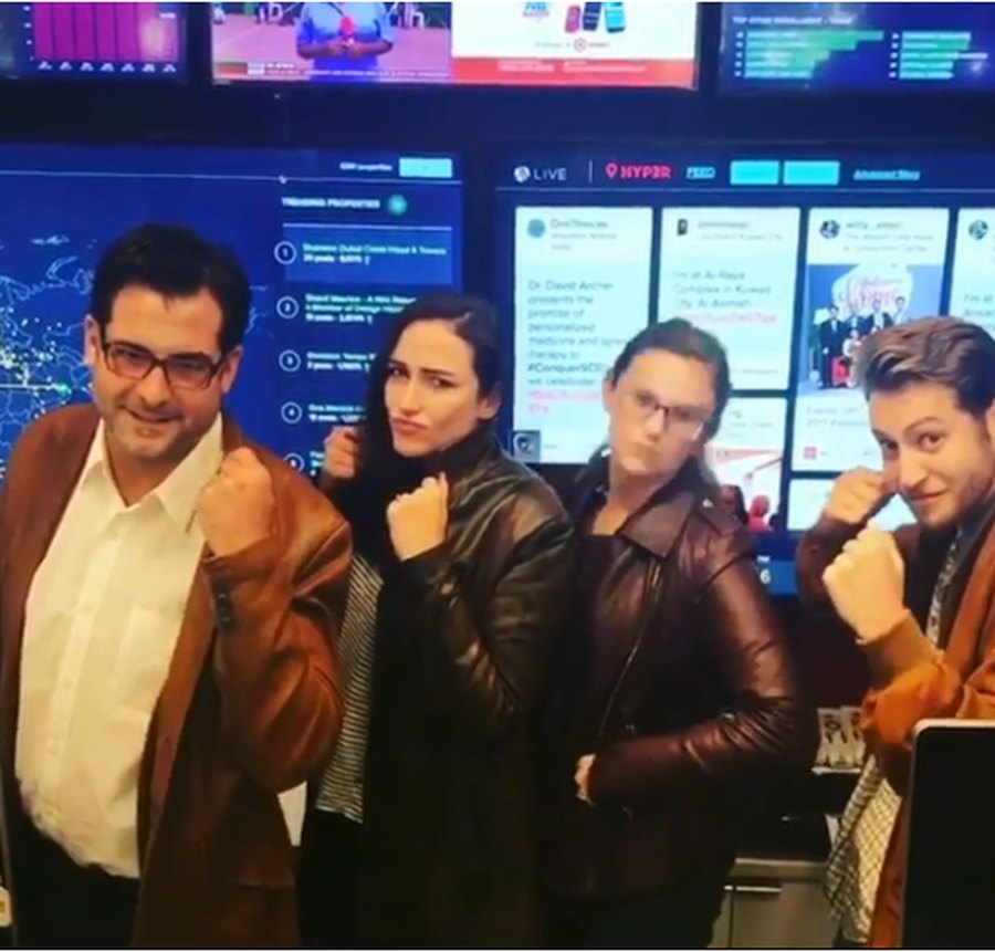 Elizabeth with the M Live content team in Marriott's real-time command center, October 2017